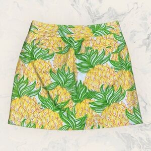 LILLY PULITZER Yellow Lime Green Courtland Going Pineapple Mini Skirt Small 0